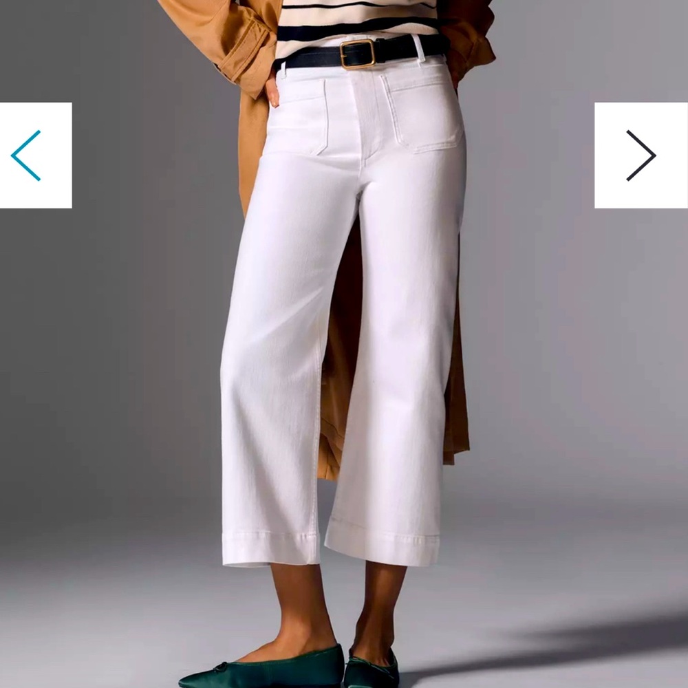 Anthropologie / Maeve Colette Cropped Wide-Leg Jeans (white denim)